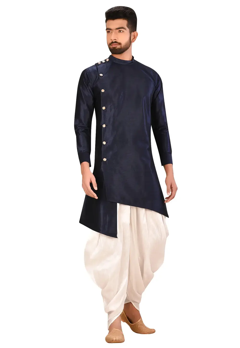 Navy Blue Art Silk Indo Western Suit 300678