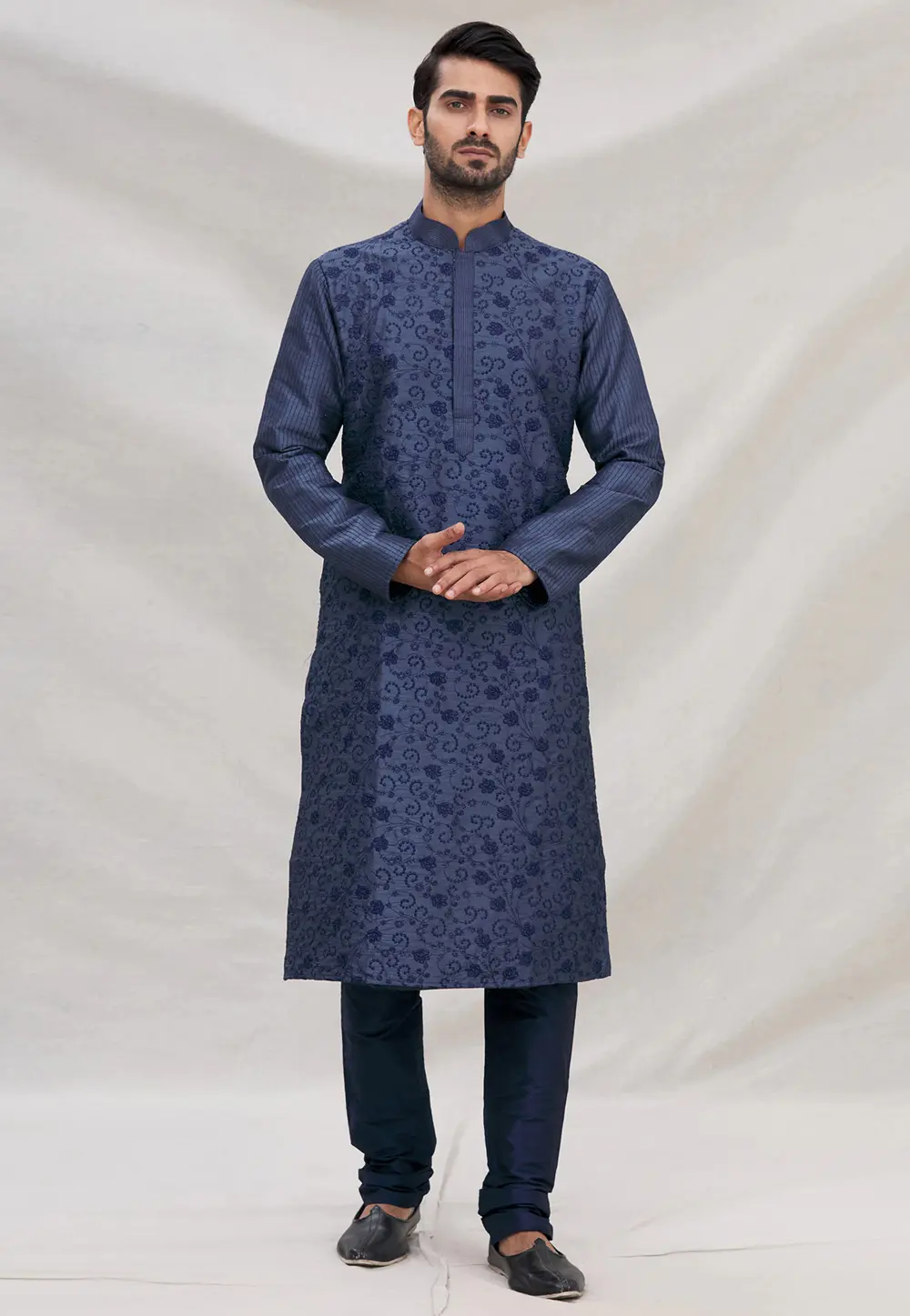 Navy Blue Art Silk Kurta Pajama 300267