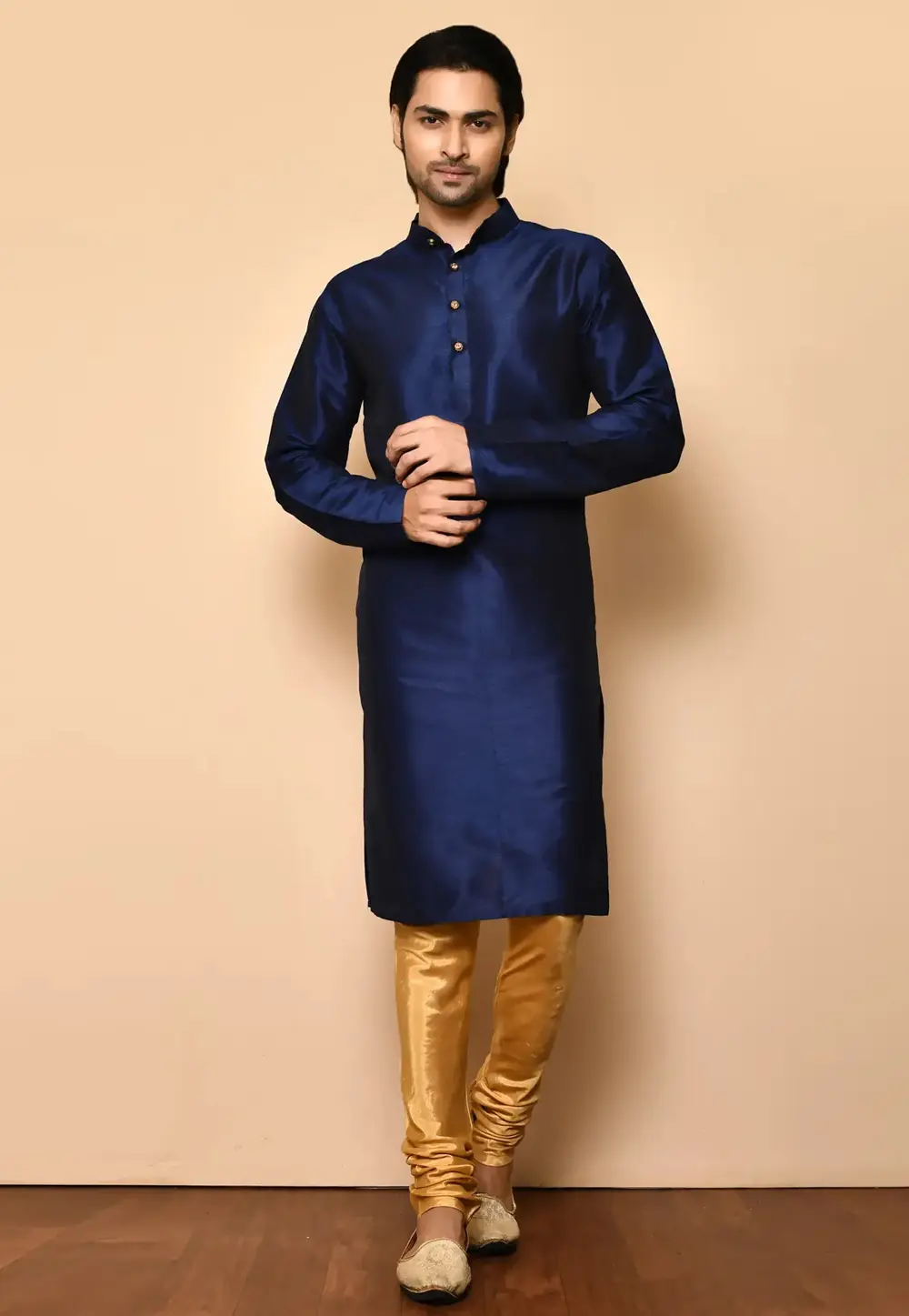 Navy Blue Art Silk Kurta Pajama 300686