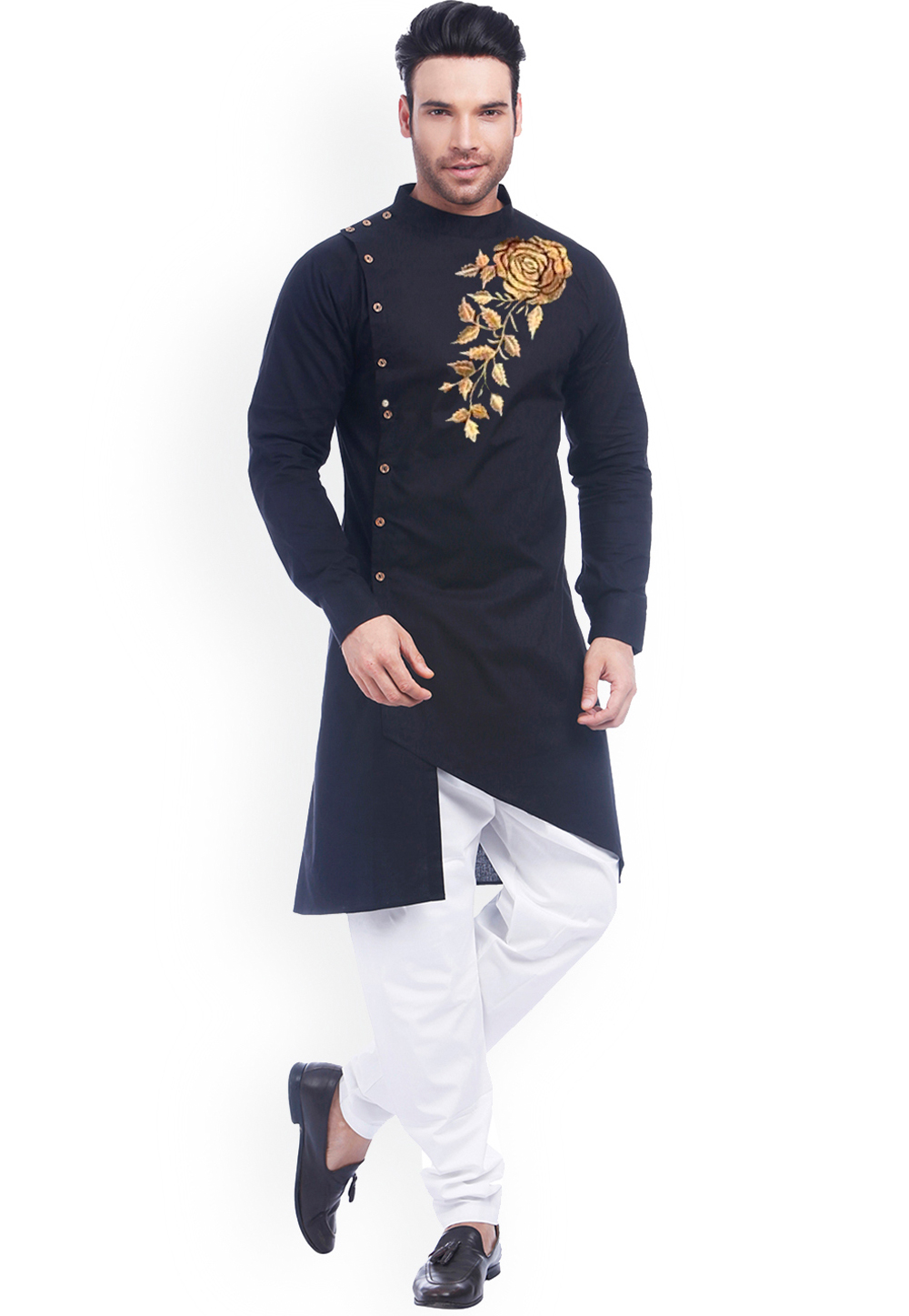 Navy Blue Cotton Indo Western Suit 305134