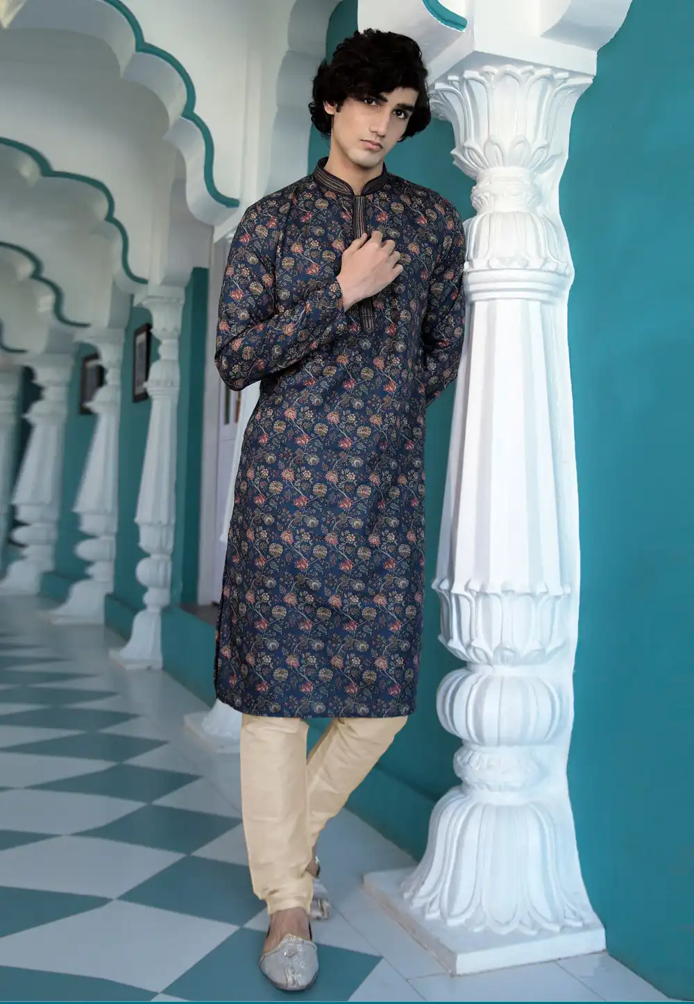 Navy Blue Cotton Kurta Pajama 288835