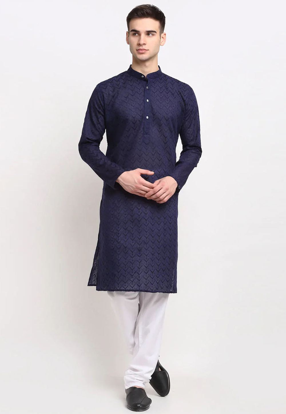 Navy Blue Cotton Kurta Pajama 287121