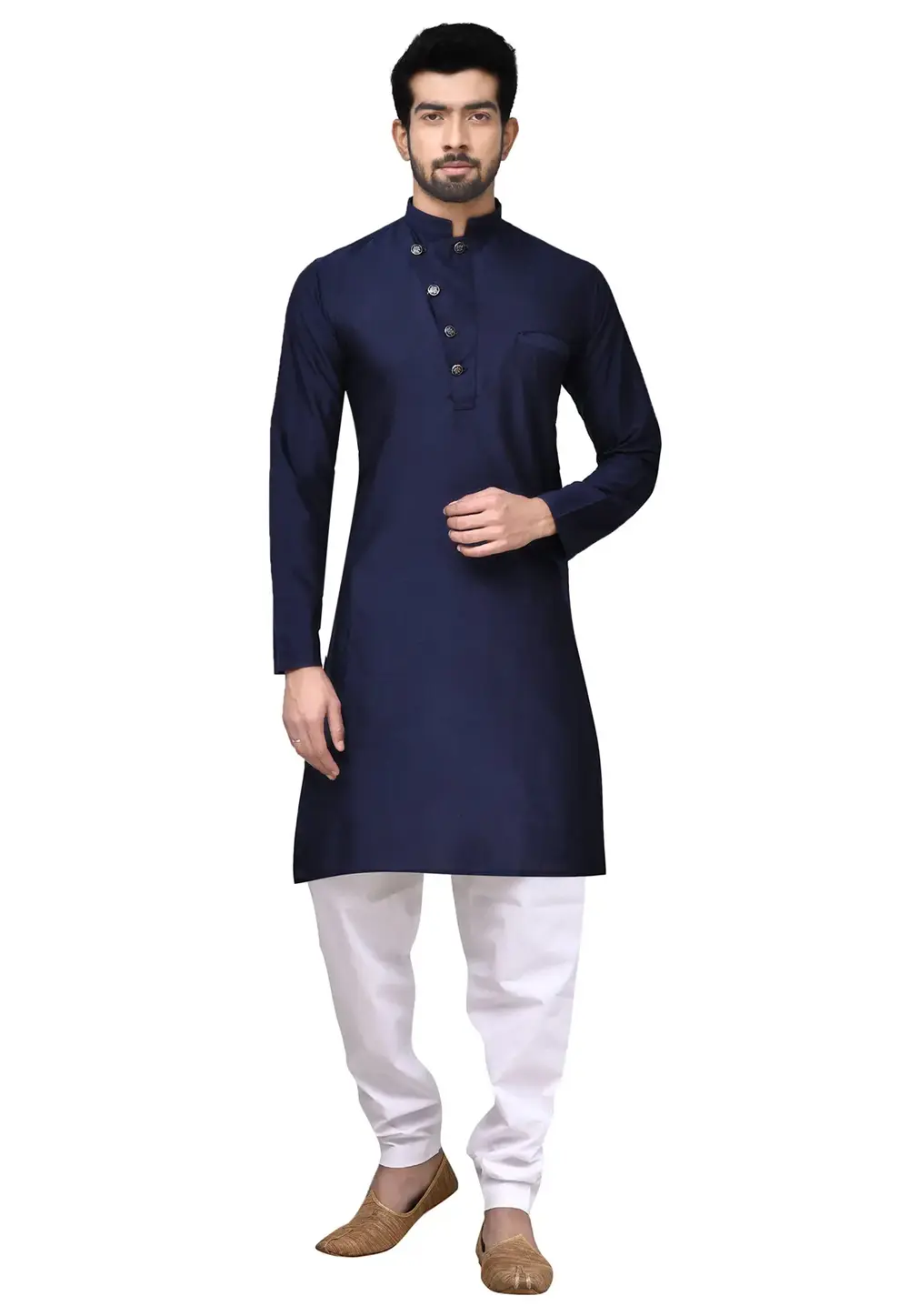 Navy Blue Cotton Kurta Pajama 300713