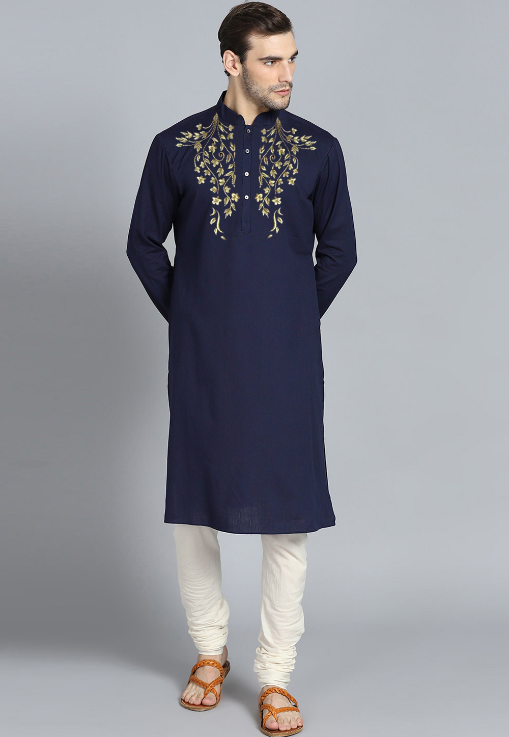 Navy Blue Cotton Kurta Pajama 305144