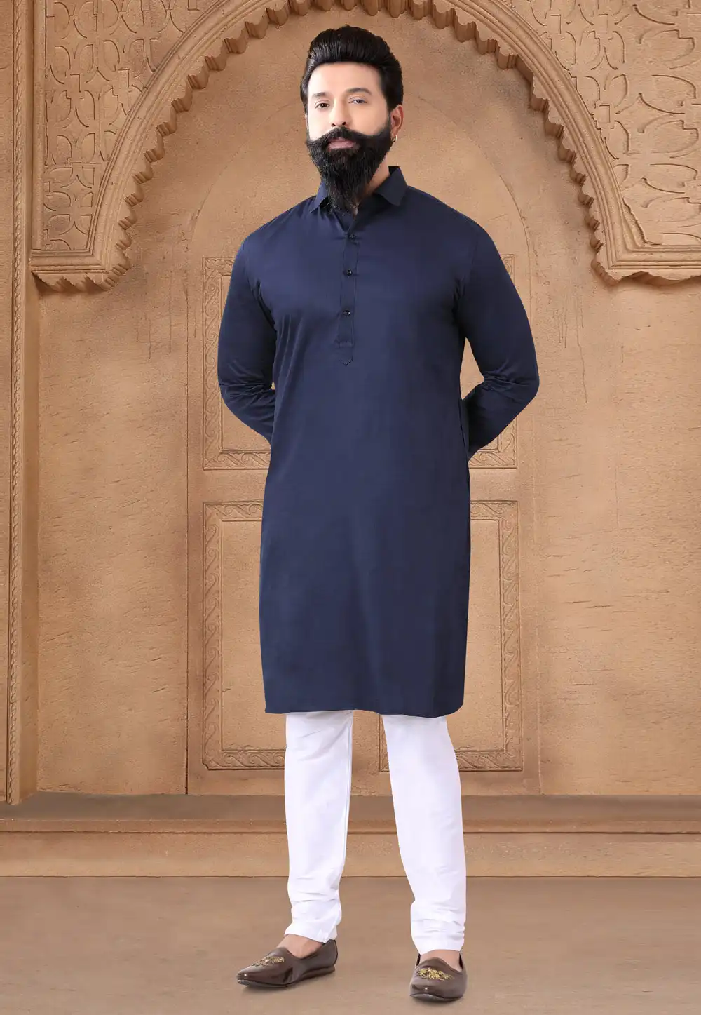 Navy Blue Cotton Kurta Pajama 287933