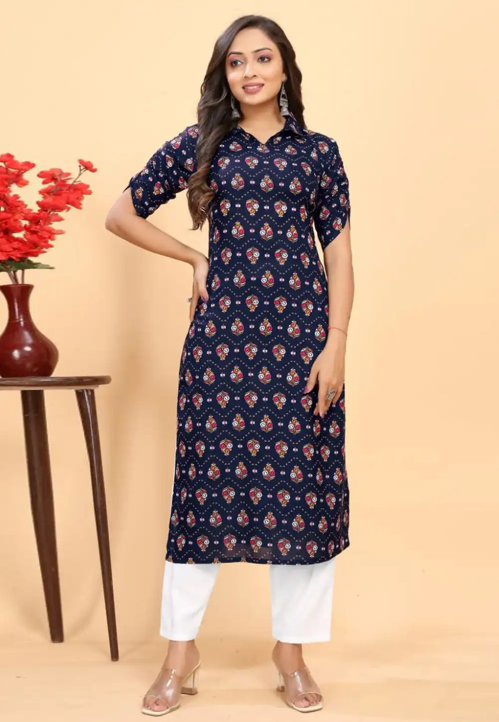 Navy Blue Cotton Kurta Set With Pent 290831