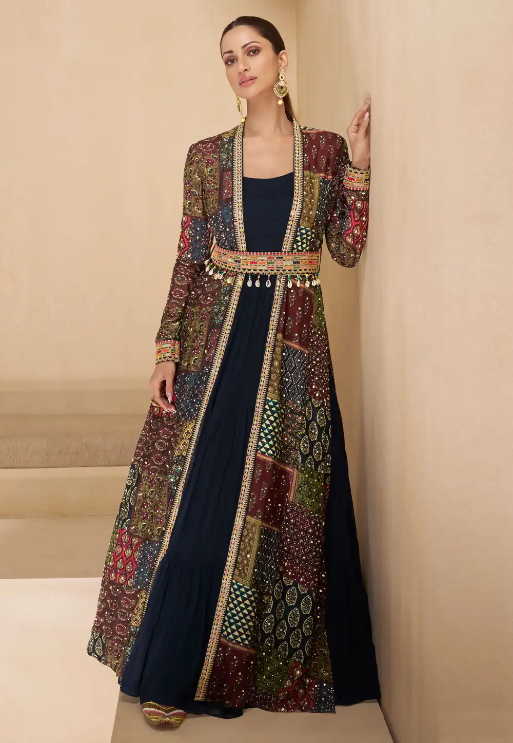 Navy Blue Georgette Anarkali Suit 292803