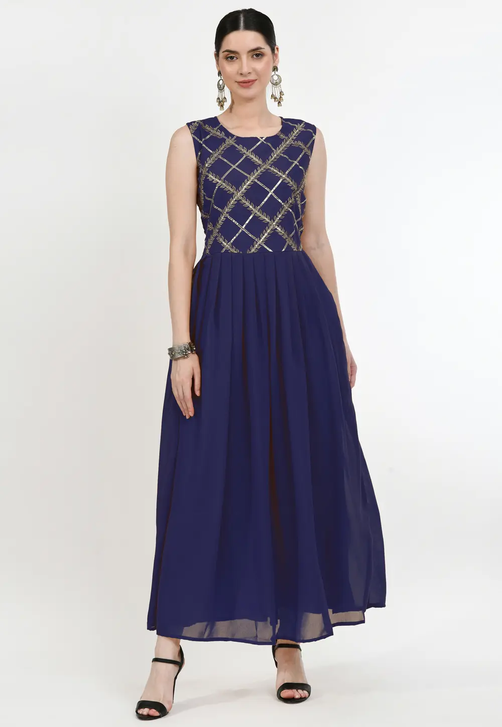 Navy Blue Georgette Gown 299651