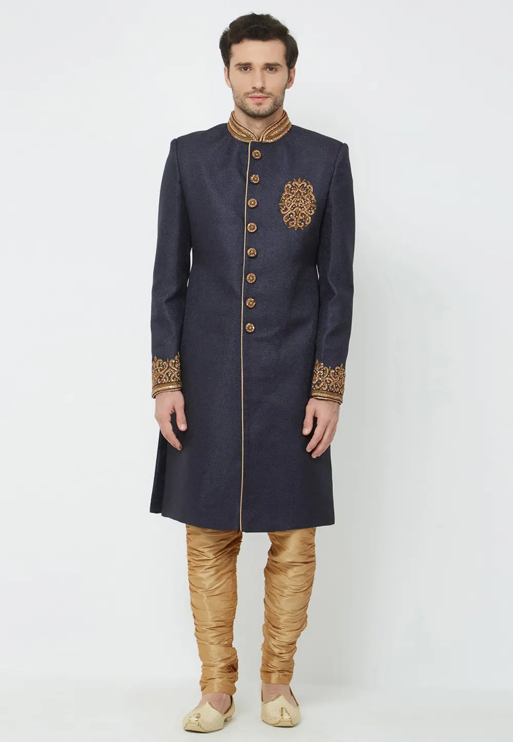 Navy Blue Jute Sherwani 300186