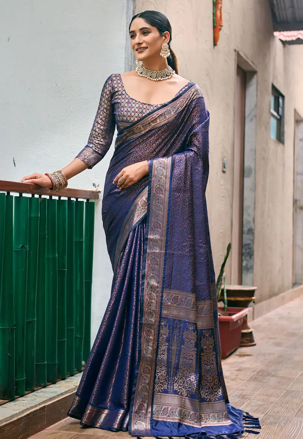 Navy Blue Kanjivaram Silk Saree 289064