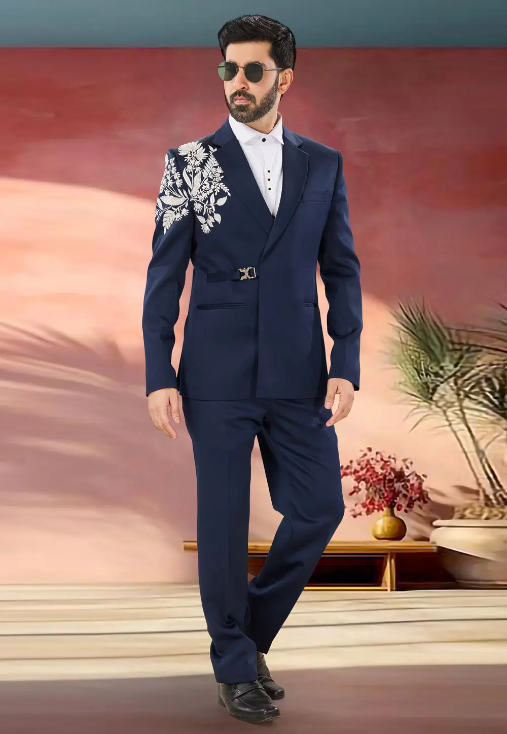 Navy Blue Polyester Tuxedos Suit 302170