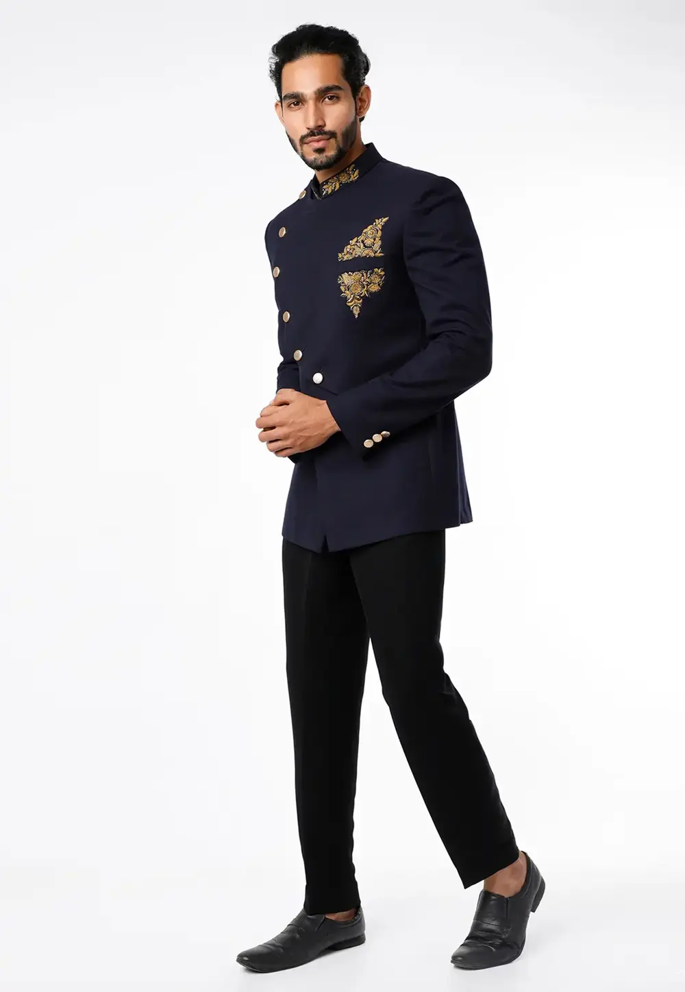 Navy Blue Rayon Jodhpuri Suit 300041