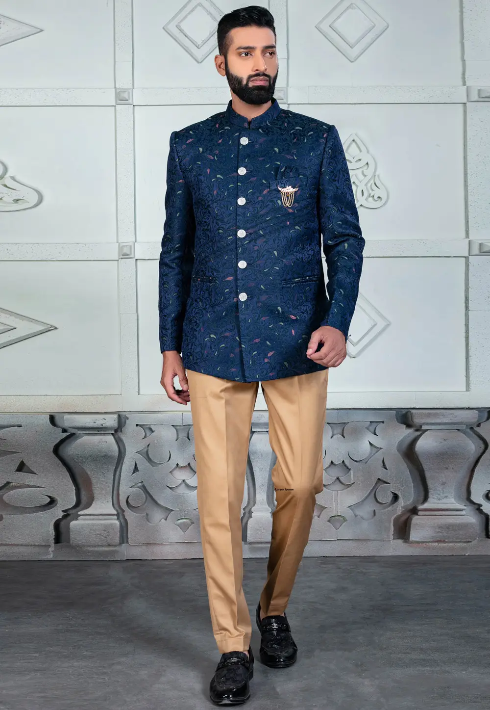 Navy Blue Rayon Jodhpuri Suit 295520