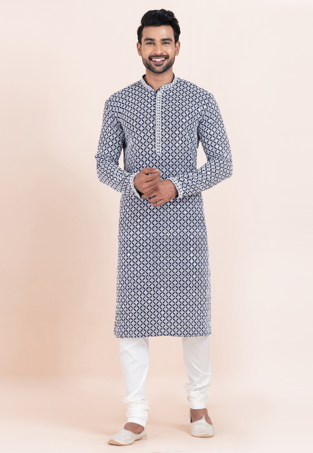 Navy Blue Rayon Kurta Pajama 305162