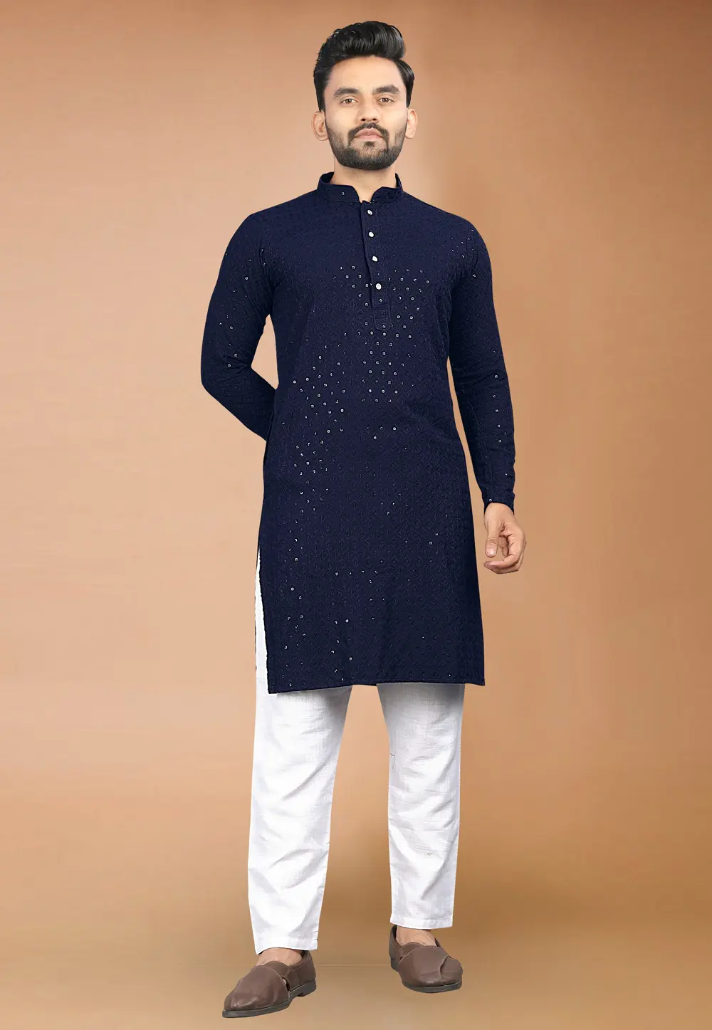 Navy Blue Rayon Kurta Pajama 301150