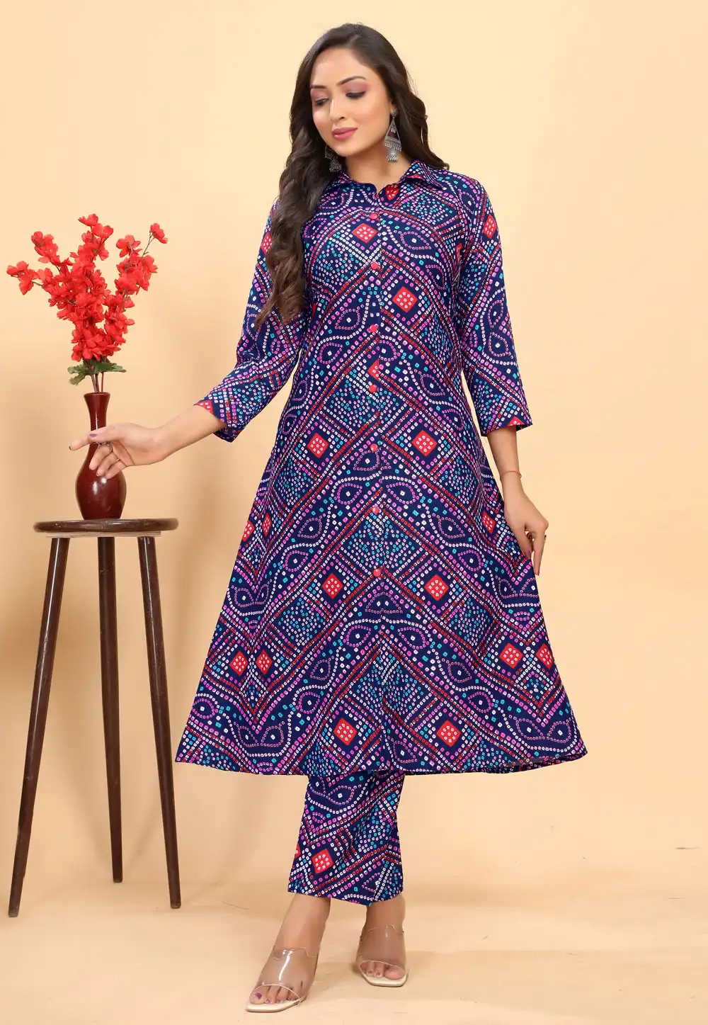 Navy Blue Rayon Kurta Set With Pent 291548