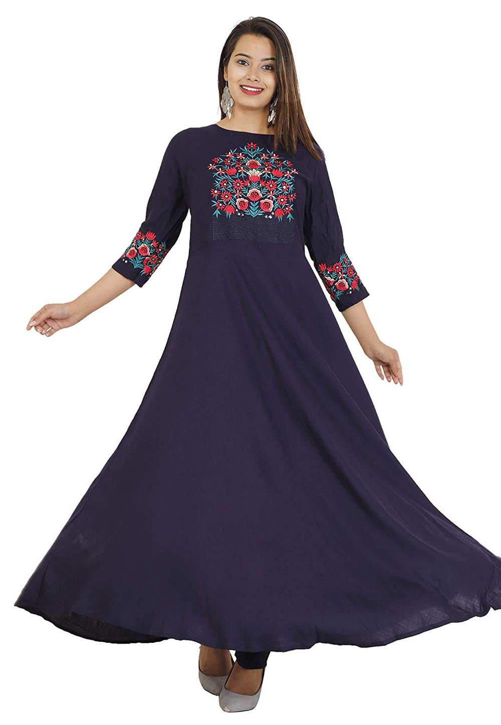 Navy Blue Rayon Kurta Set With Pent 286653