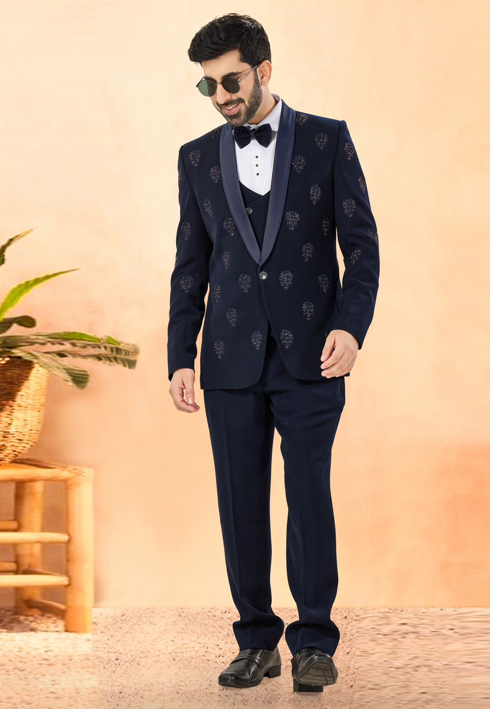 Navy Blue Rayon Tuxedos Suit 306126