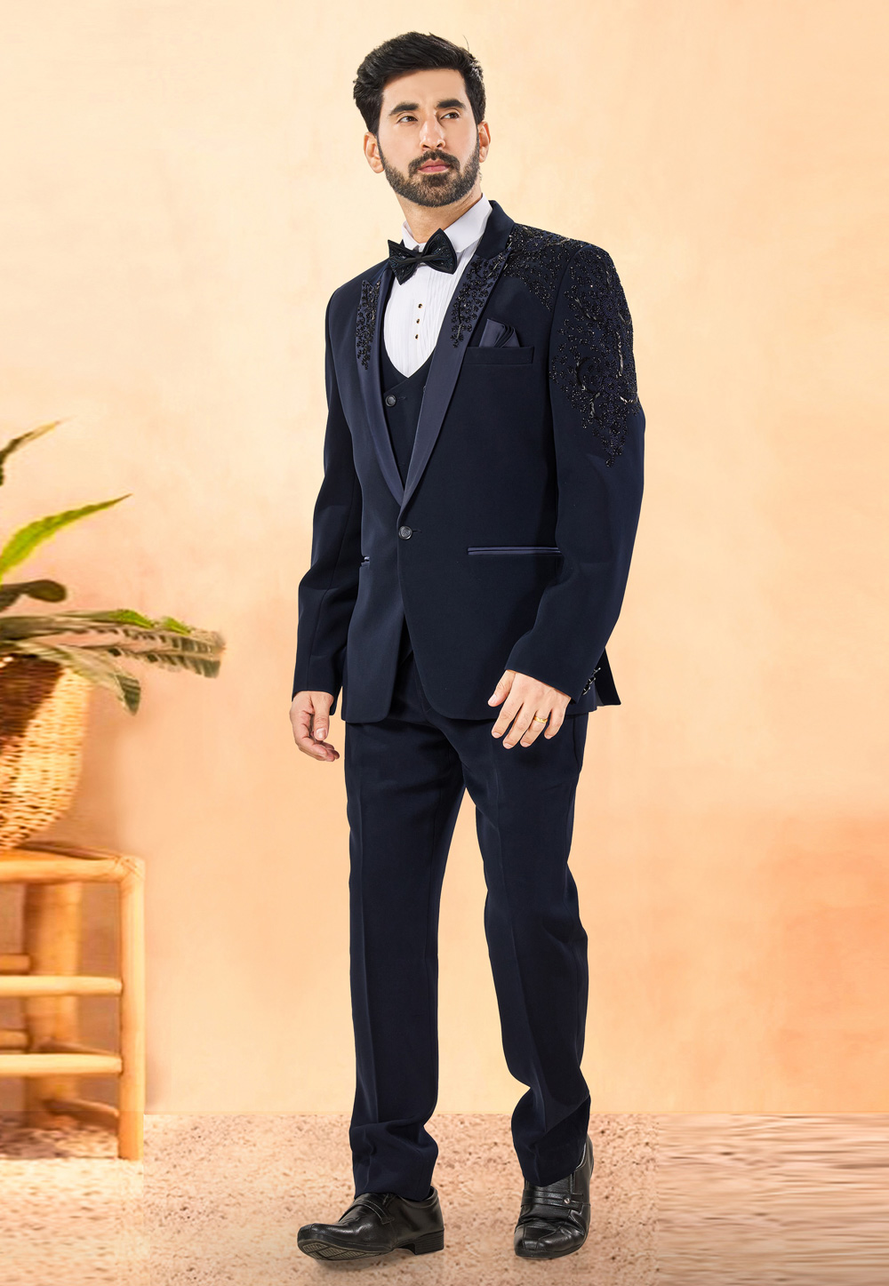 Navy Blue Rayon Tuxedos Suit 306139