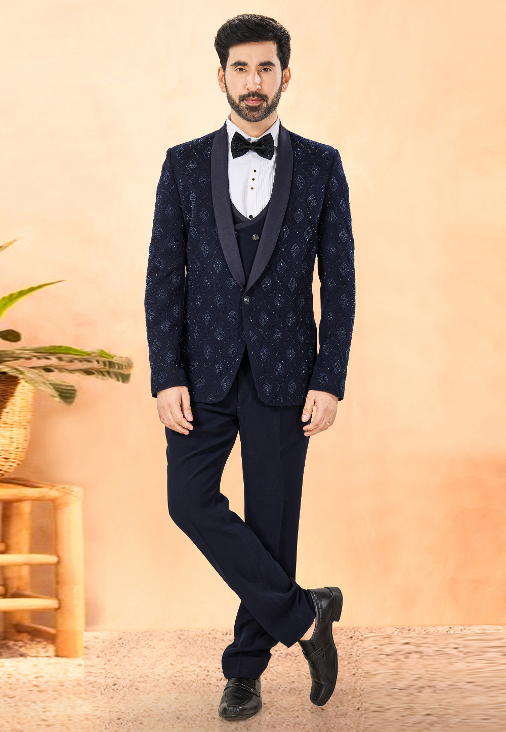 Navy Blue Rayon Tuxedos Suit 306140