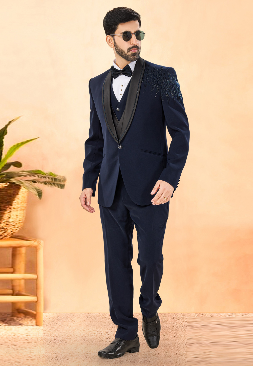 Navy Blue Rayon Tuxedos Suit 306141