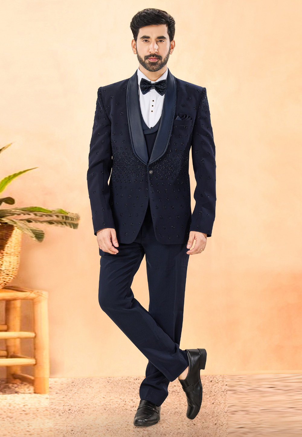 Navy Blue Rayon Tuxedos Suit 306142