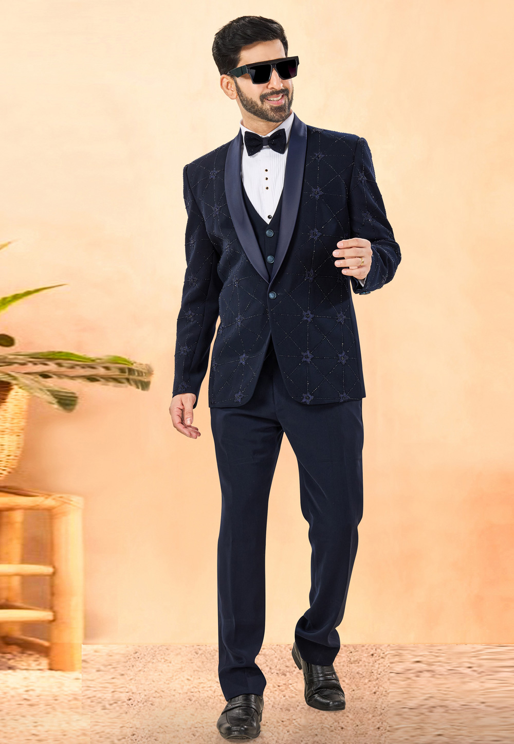 Navy Blue Rayon Tuxedos Suit 306143