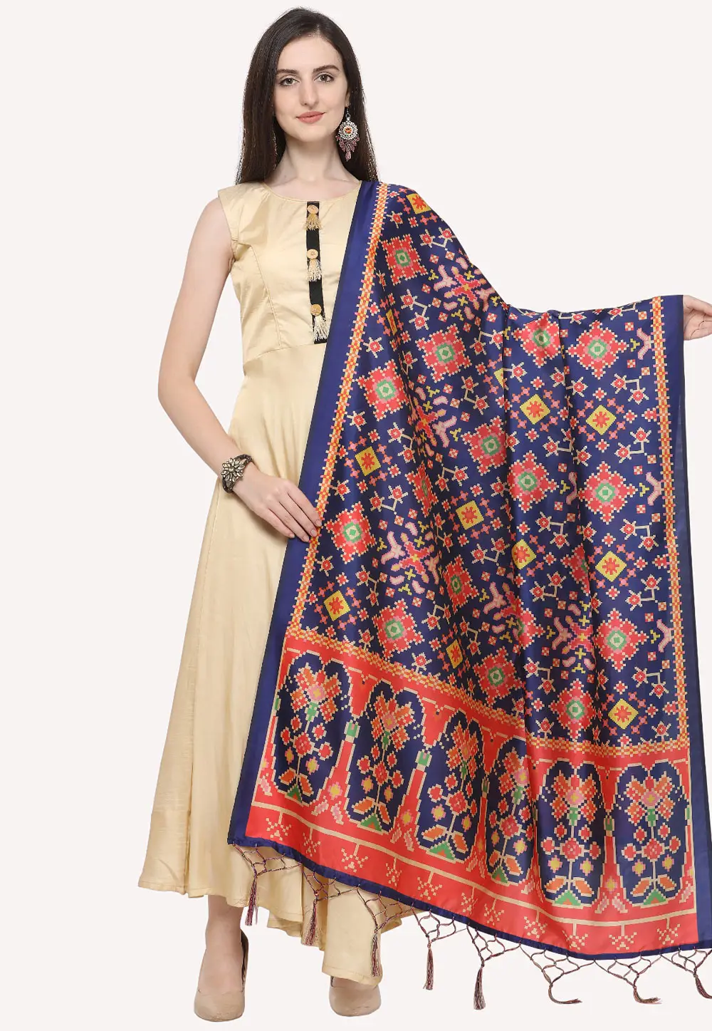 Navy Blue Silk Dupatta 296497