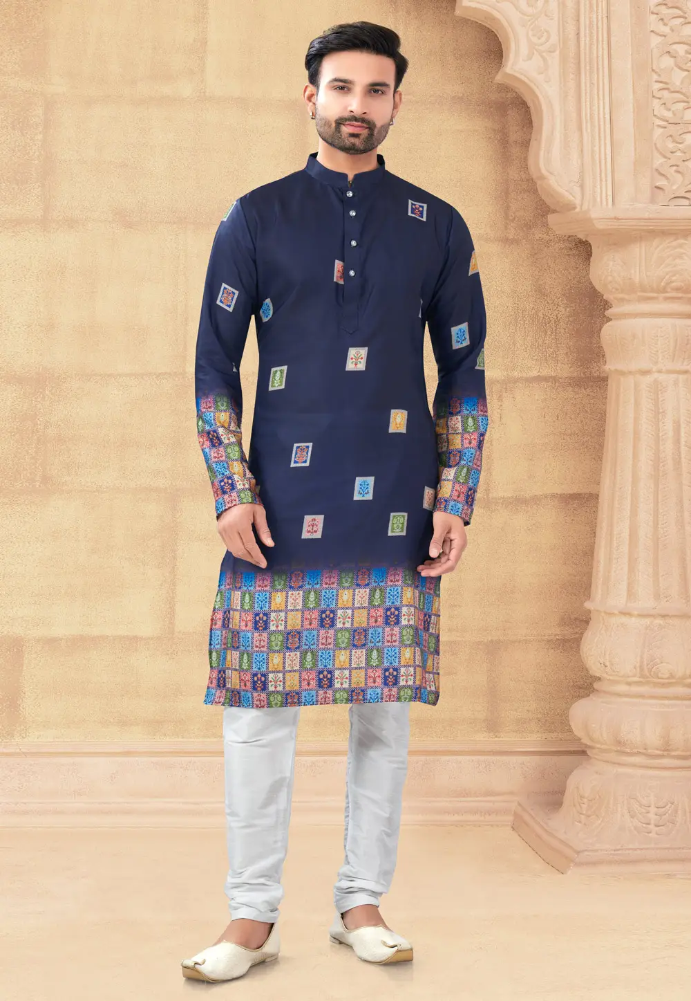 Navy Blue Silk Kurta Pajama 296885