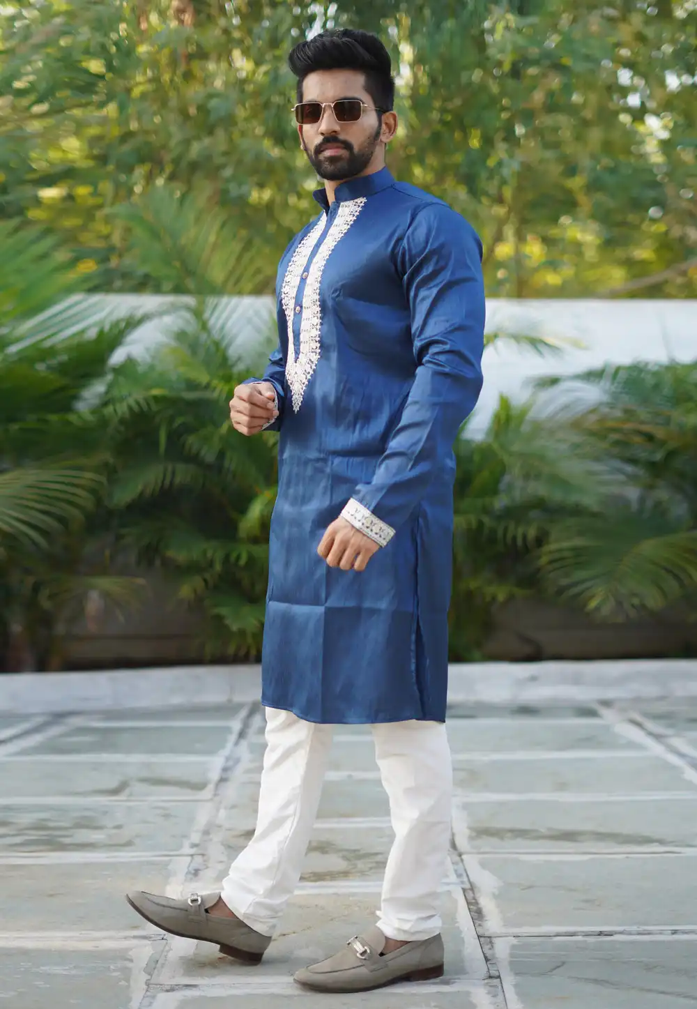 Navy Blue Silk Kurta Pajama 293391