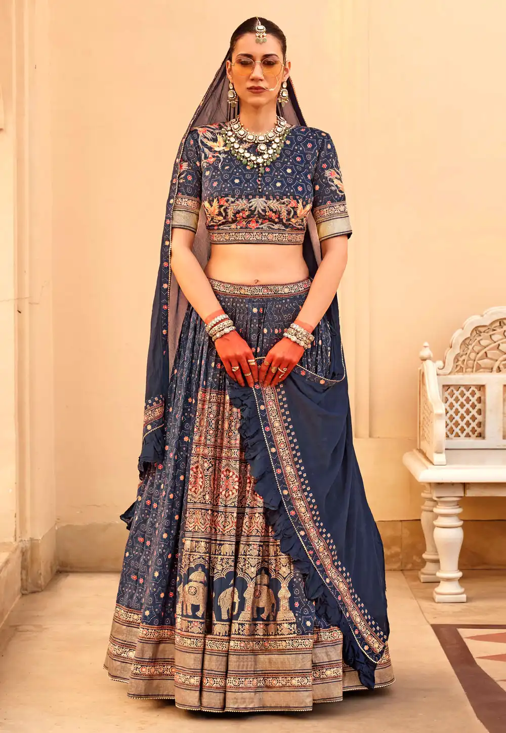 Navy Blue Silk Lehenga Choli 289001