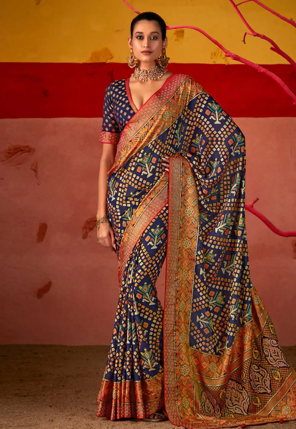 Navy Blue Silk Saree With Blouse 288937