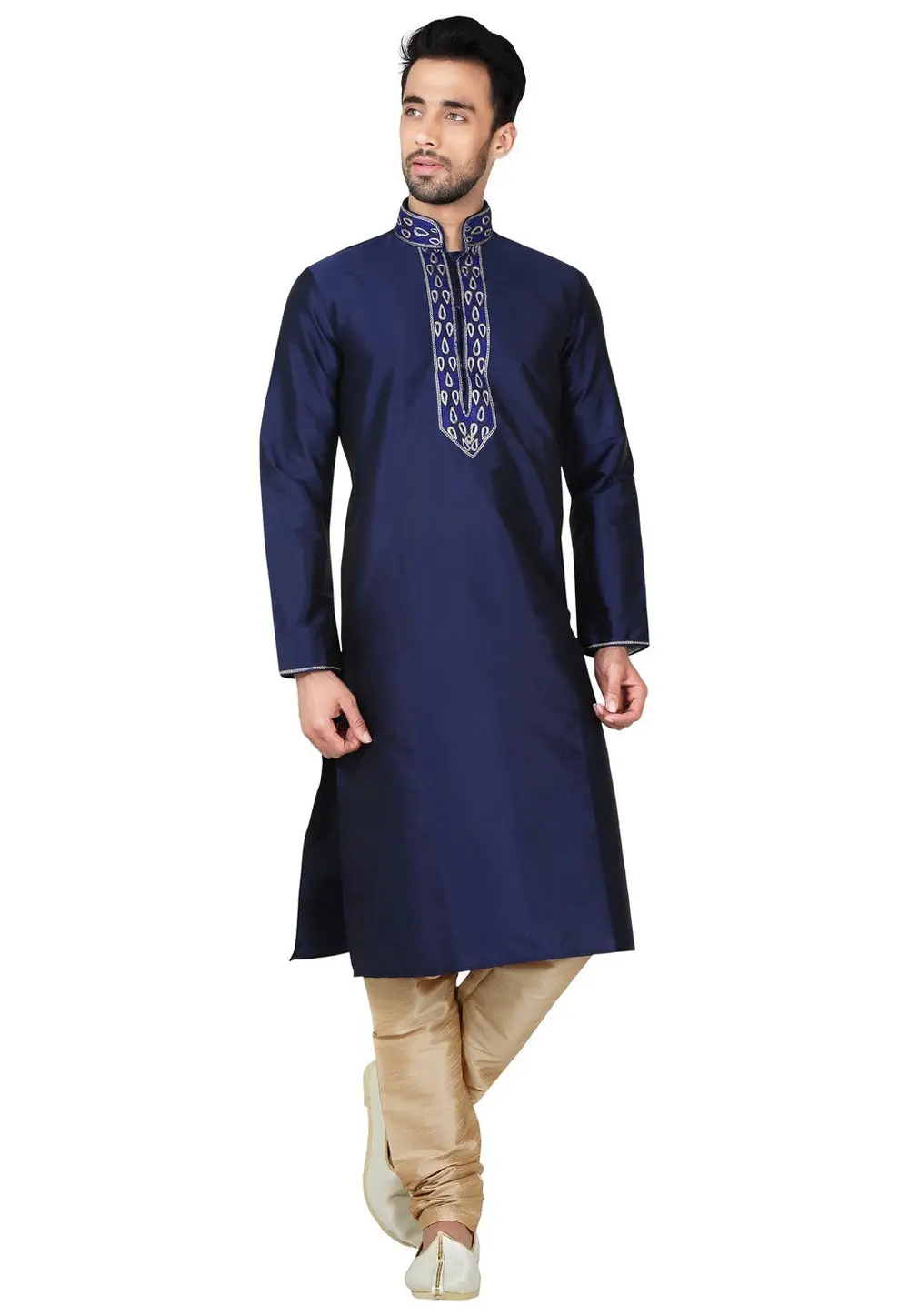 Navy Blue Taffeta Kurta Pajama 300655