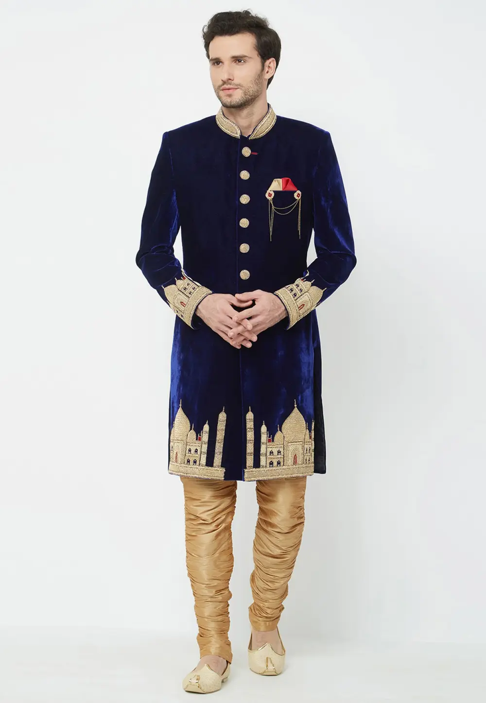 Navy Blue Velvet Sherwani 300190