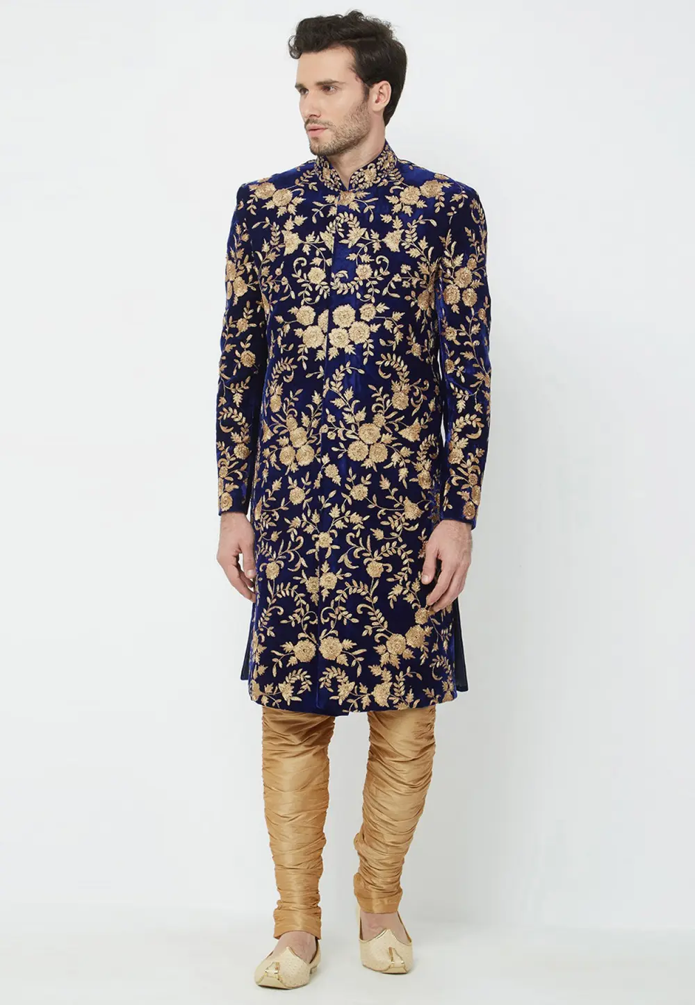 Navy Blue Velvet Sherwani 300191