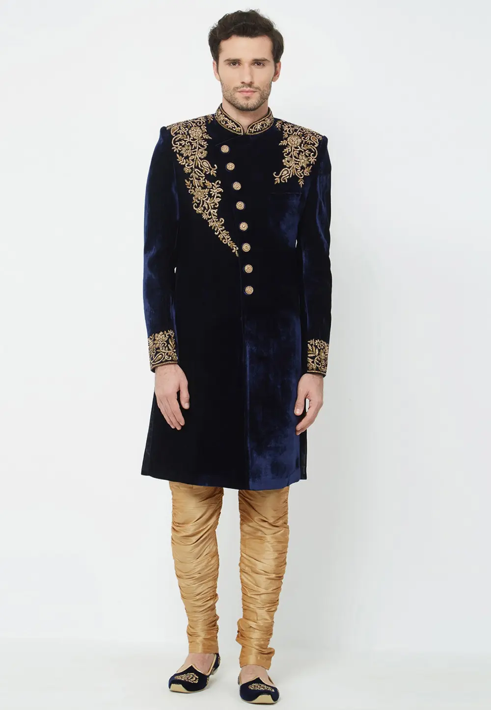 Navy Blue Velvet Sherwani 300192