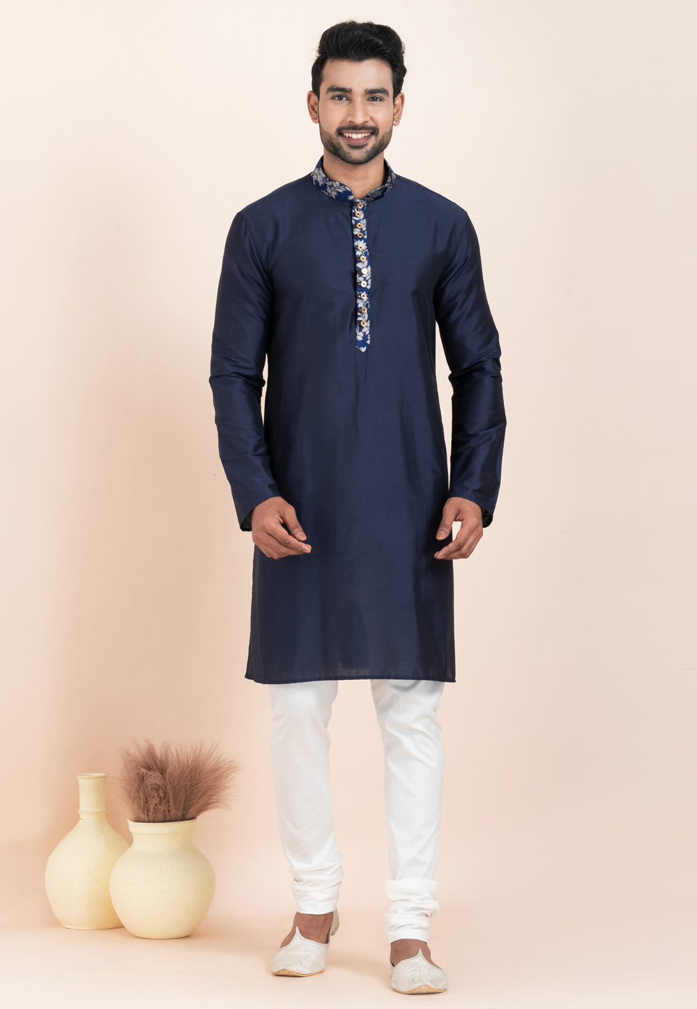 Navy Blue Viscose Kurta Pajama 305166