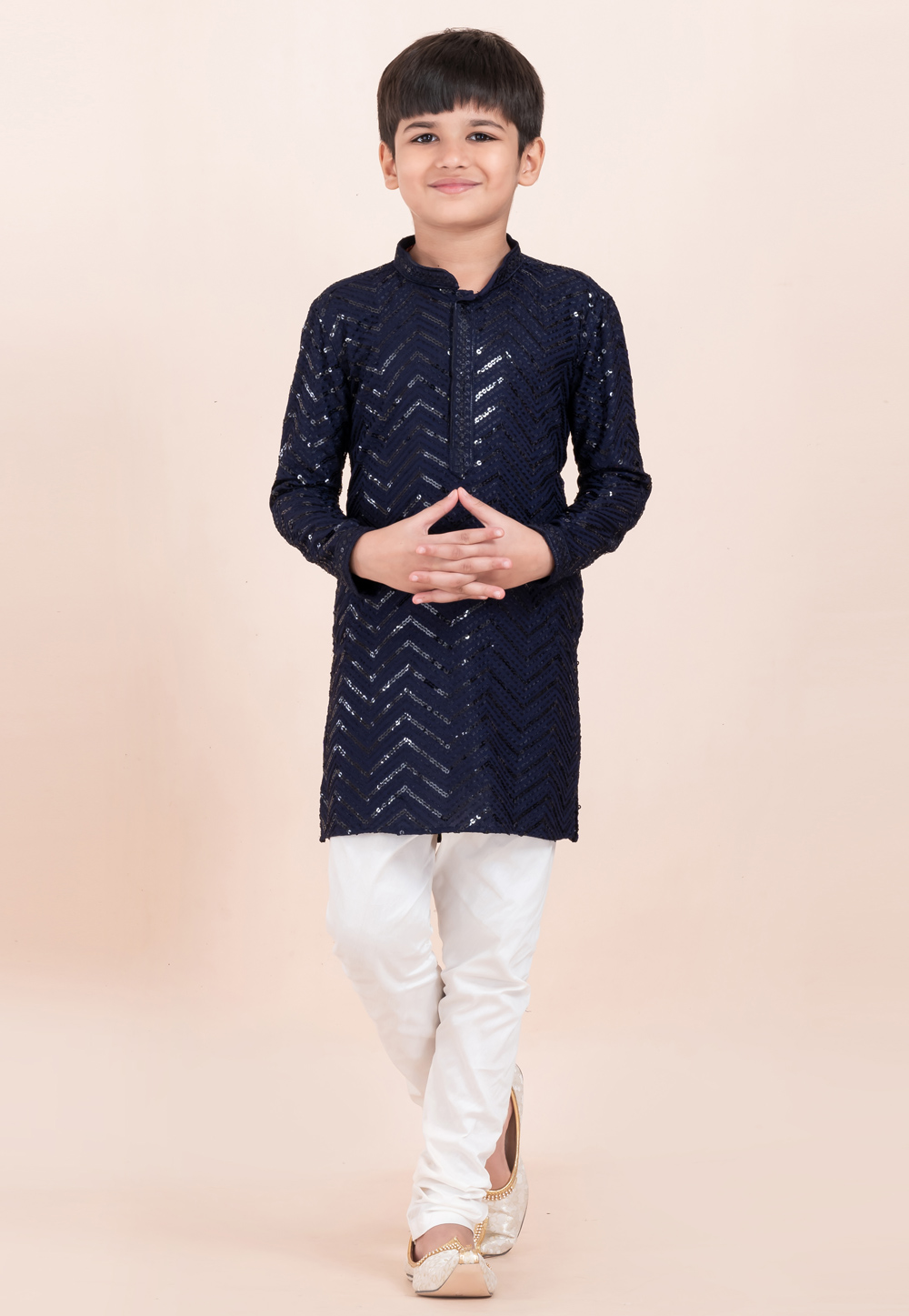 Navy Blue Viscose Rayon Kids Kurta Pajama 304812