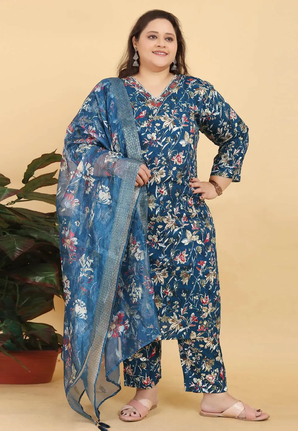 Navy Blue Viscose Readymade Pakistani Suit 302733