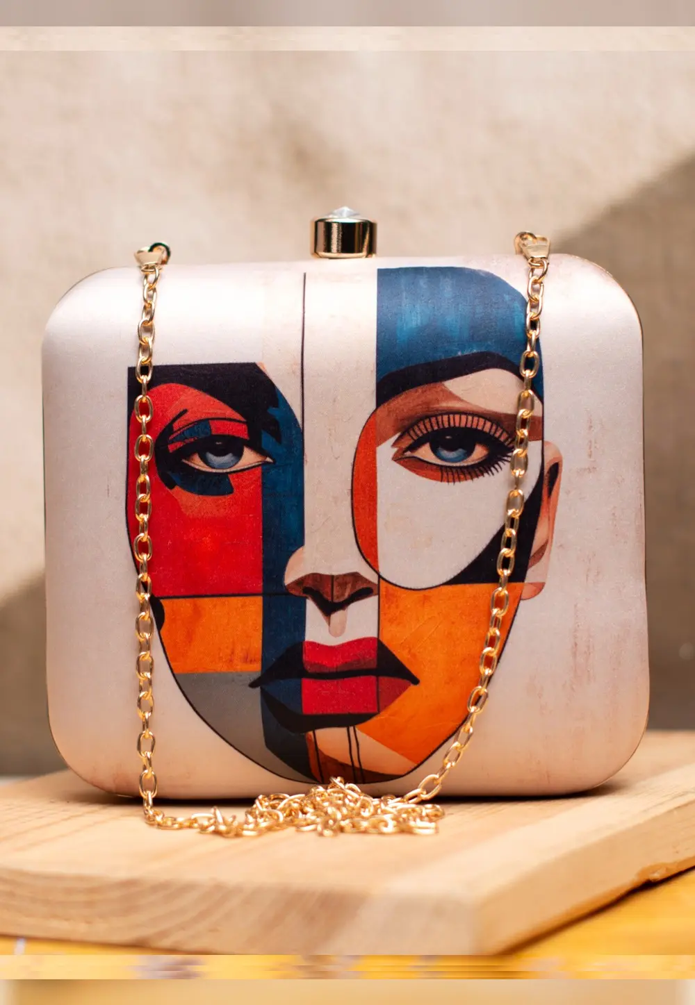 Off White Art Silk Clutch 298692