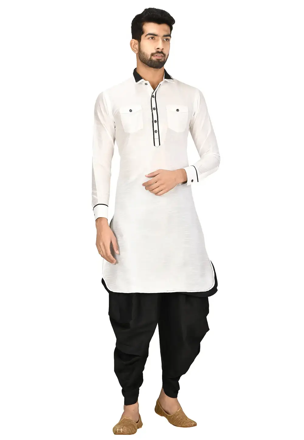 Off White Art Silk Dhoti Kurta 300711