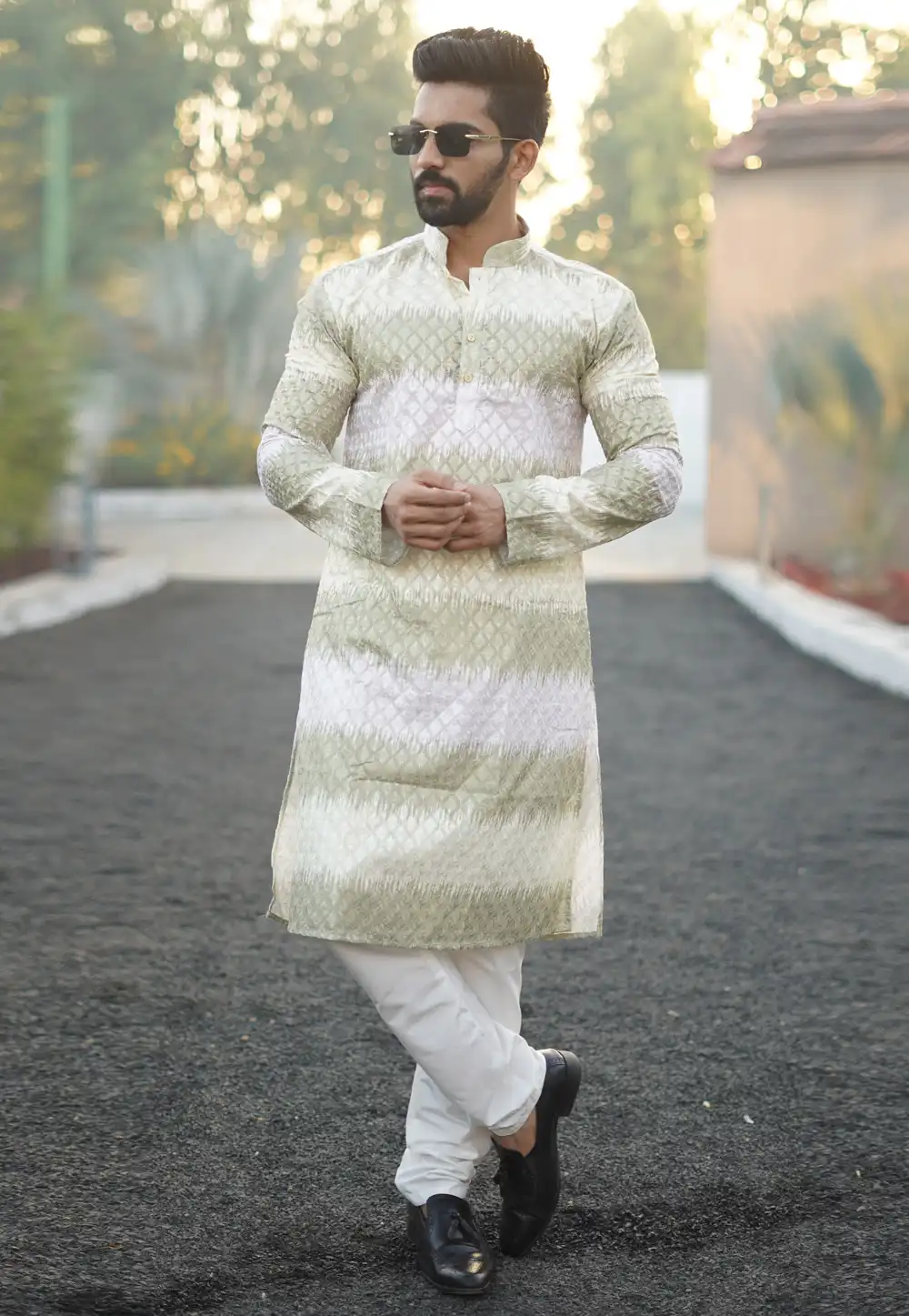 Off White Cotton Kurta Pajama 293402