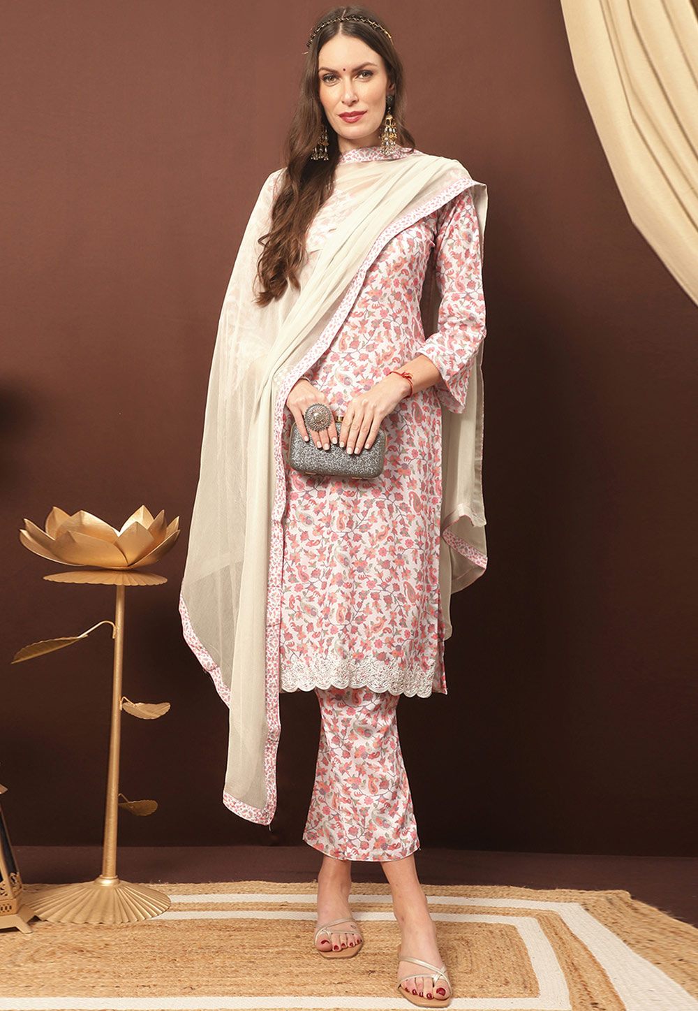 Off White Cotton Pakistani Suit 310452