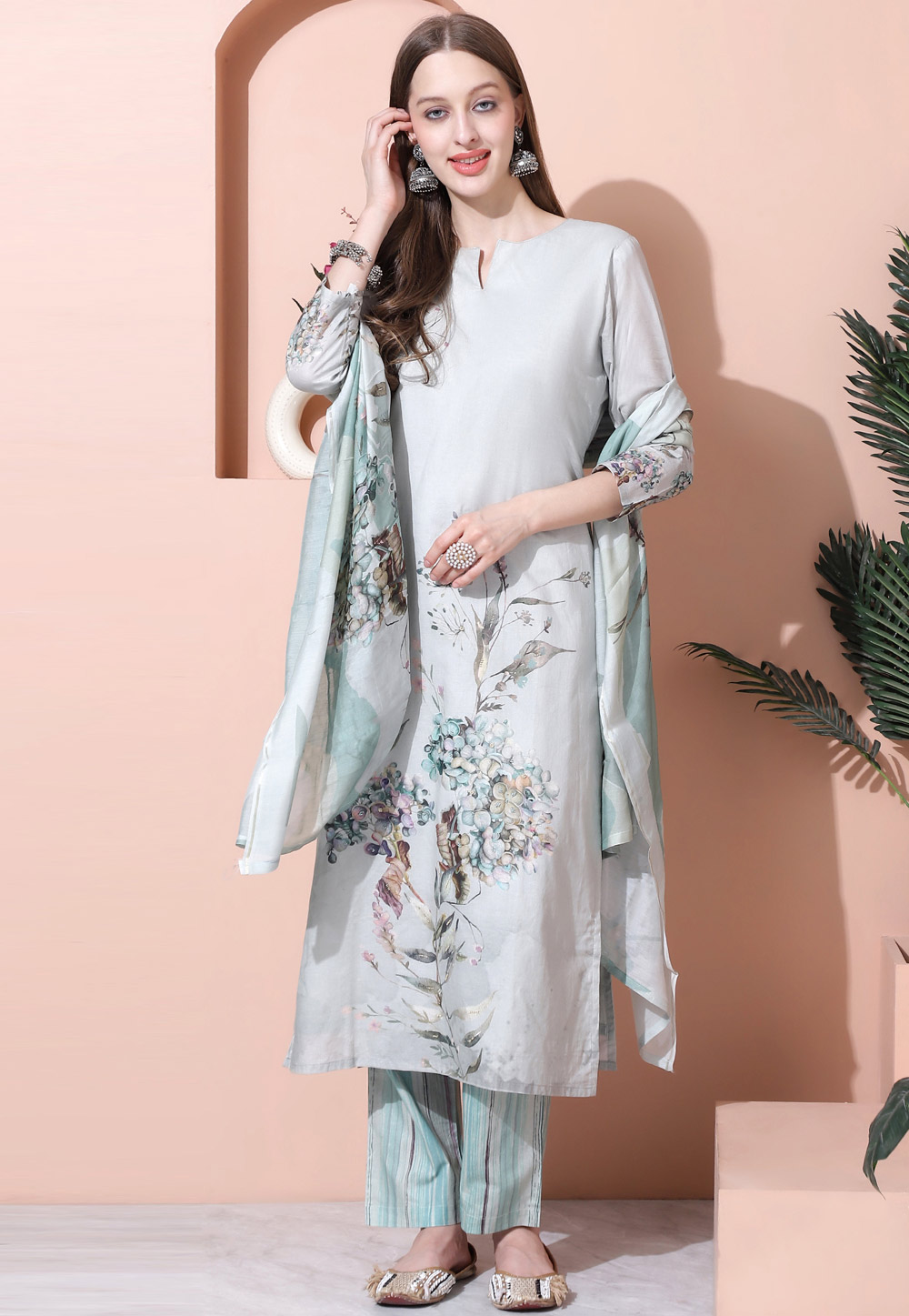 Off White Cotton Pakistani Suit 310077