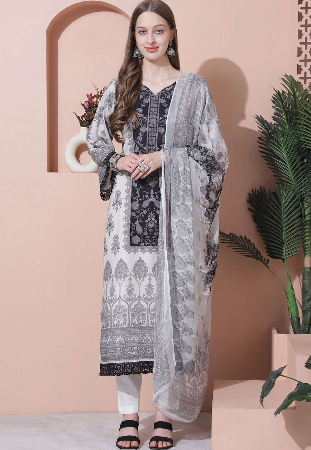 Off White Cotton Pant Style Suit 309912