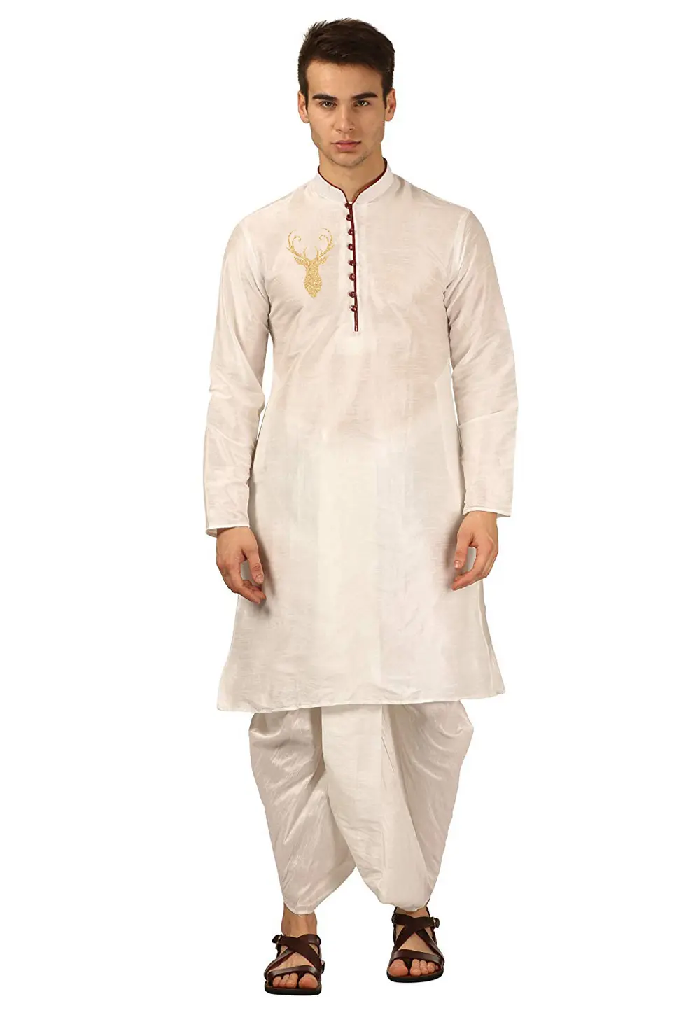 Off White Dupion Silk Dhoti Kurta 303416