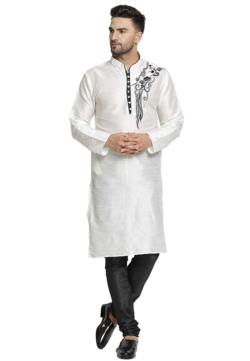 Off White Dupion Silk Kurta Pajama 304866