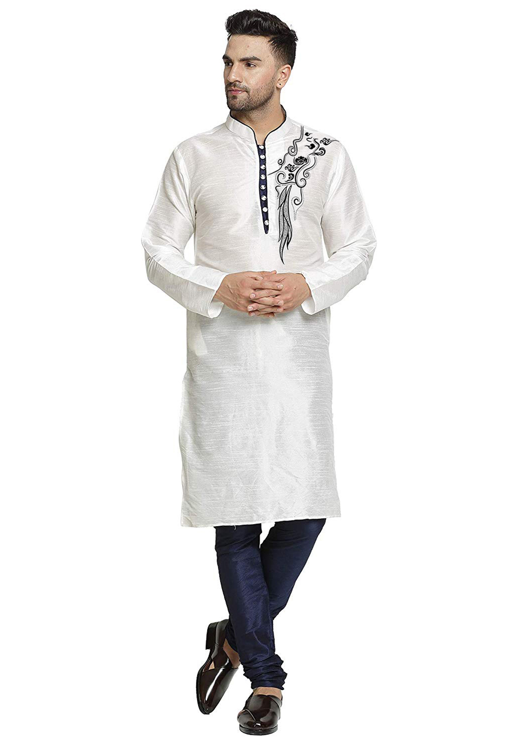 Off White Dupion Silk Kurta Pajama 304867