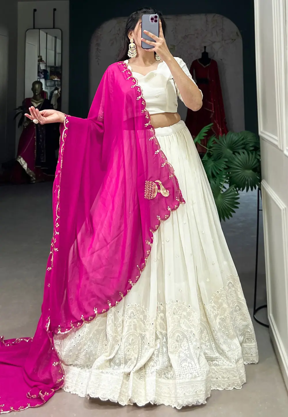 Off White Georgette Lehenga Choli 298553