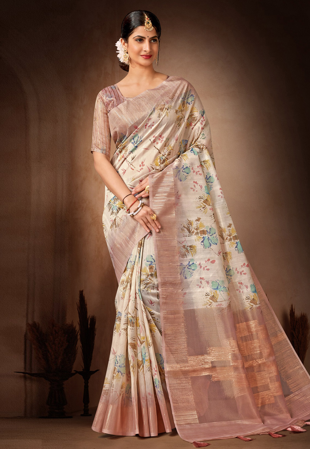 Off White Organza Saree With Blouse 278792